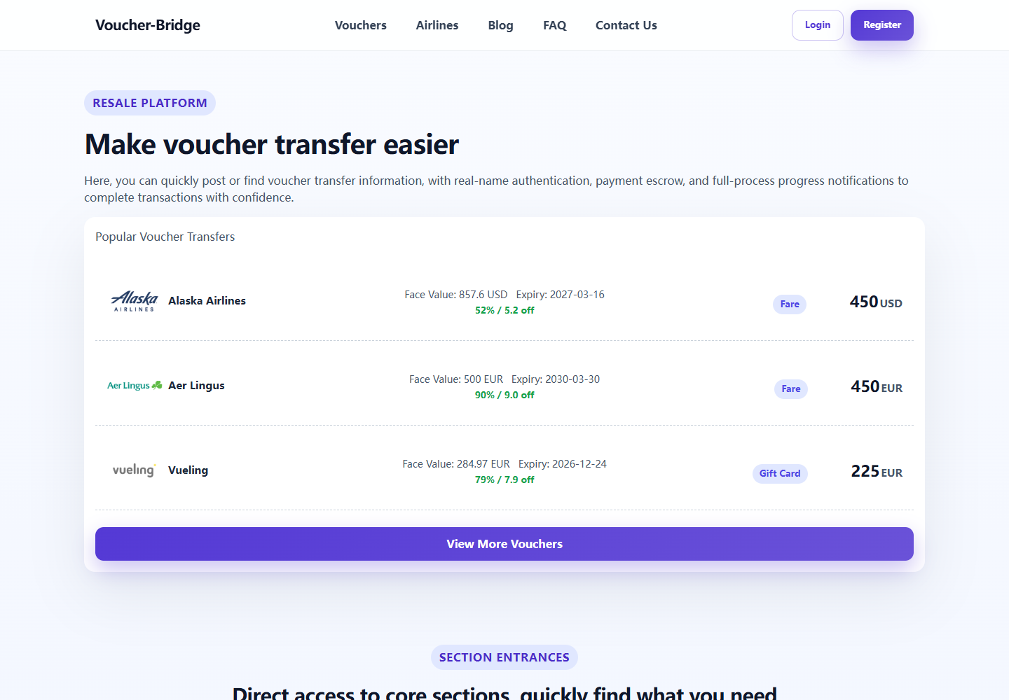 Voucher Bridge homepage